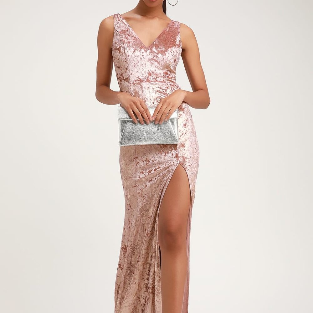 Lulu's : Krista Mauve Velvet Sleeveless Maxi Dress